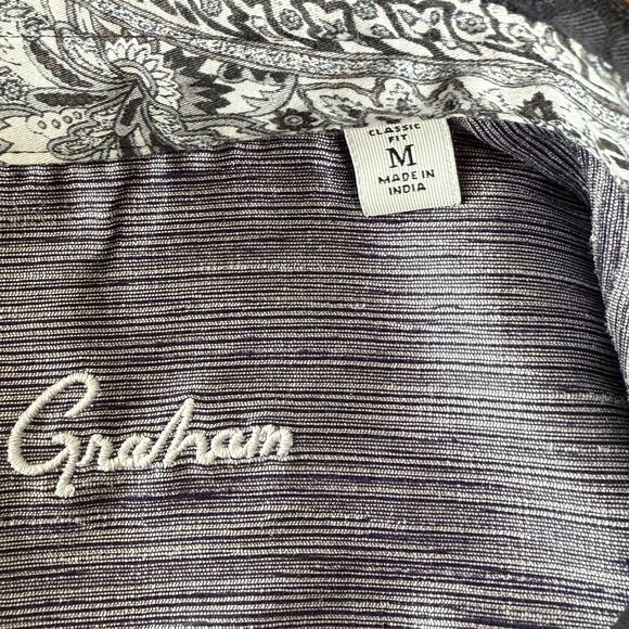 Robert Graham Black Bayview Print Short Sleeve Shirt Classic Fit SZ Medium Mens - Picture 6 of 11